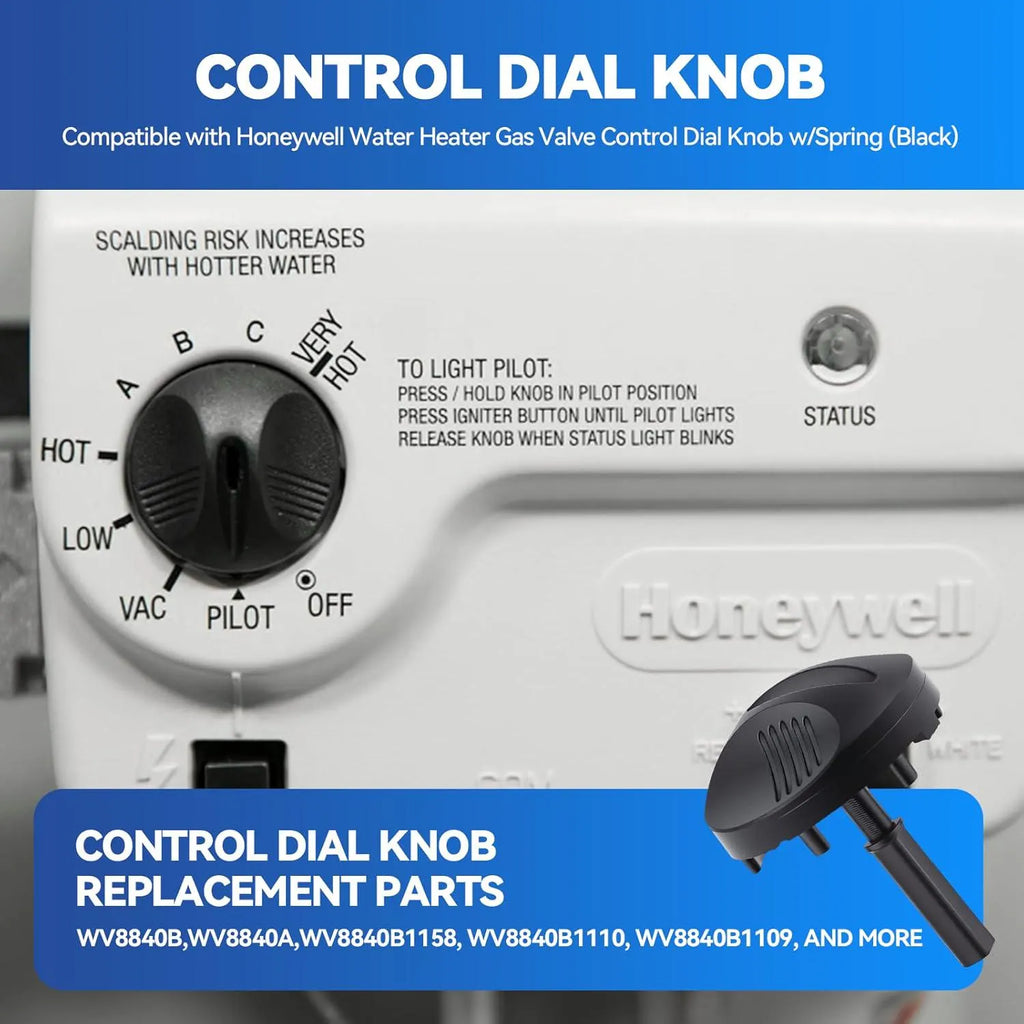 Honeywell Water Heater Gas Valve Control Dial Knob w/Spring WV8840B11158, WV8840B1109, WV8840B1110, WV4464B1037, WV8840C1406